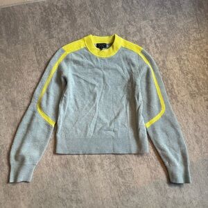 Rag & Bone 100% Cashmere Sweater M Striped Ribbed Crewneck Balloon Sleeve Blue